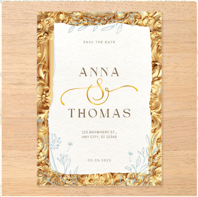 Acrylic Gold Frame Wedding Invitation