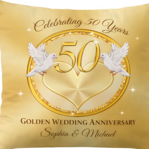 50 Years – Gold Anniversary Throw Pillow
