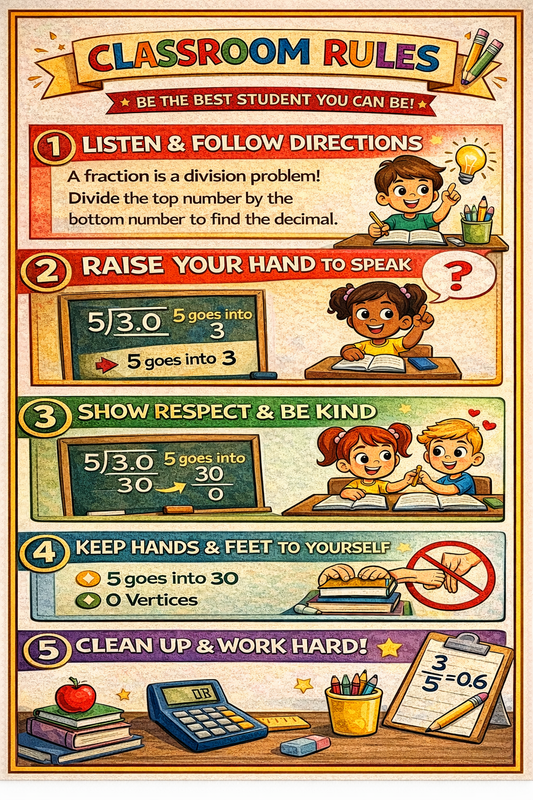 Educational poster with classroom rules for students