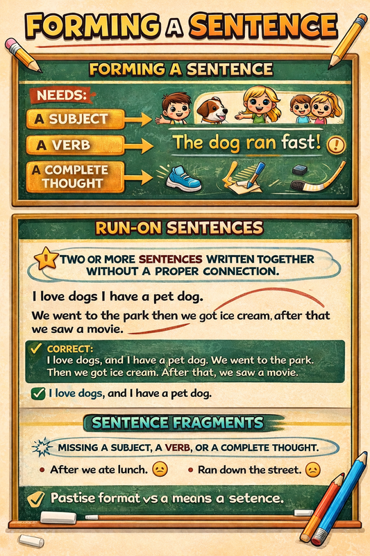 Forming a Sentence: An Educational Guide (Printable Classroom Poster)