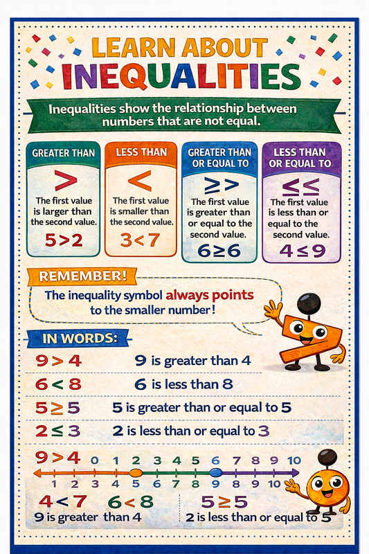 Learning About Inequalities (Printable Classroom Poster)