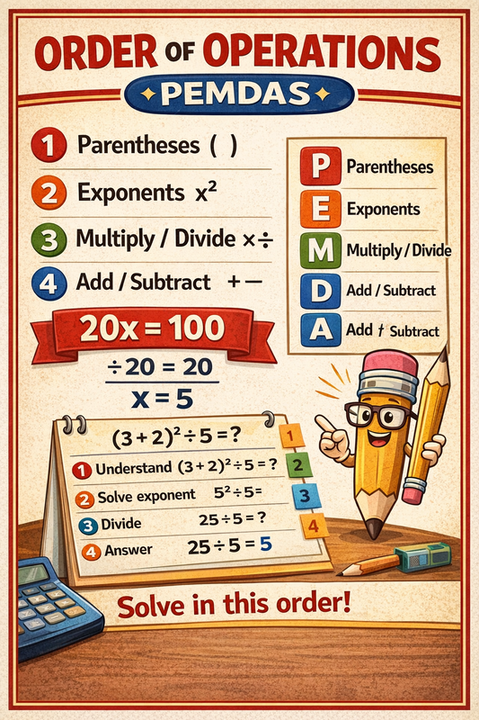 Order of Operations Poster (Printable Classroom Poster)
