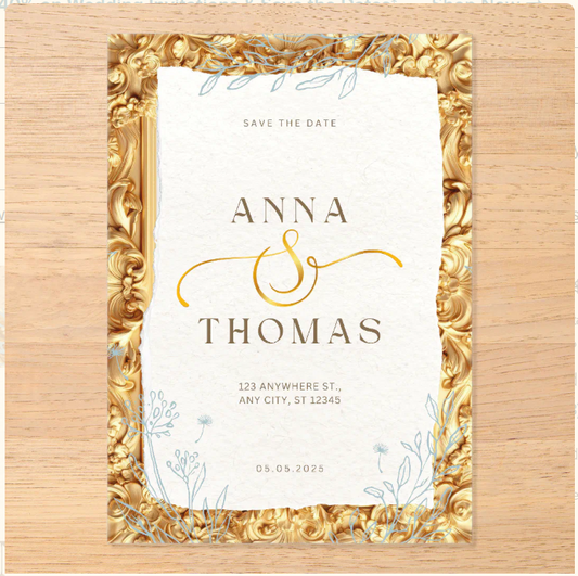 Acrylic Gold Frame Wedding Invitation