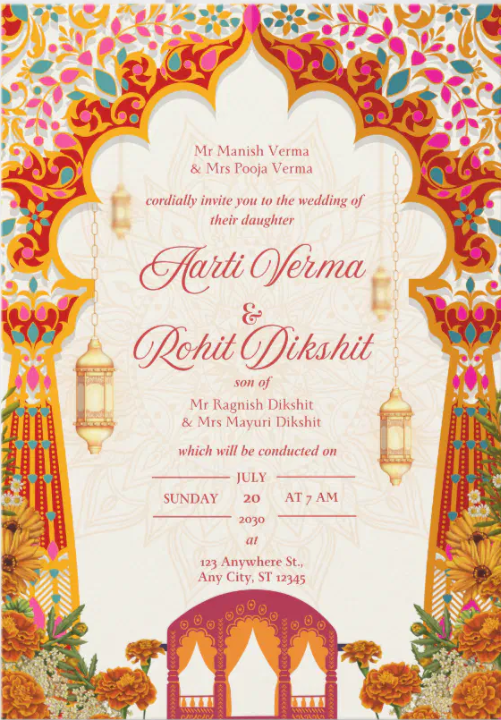 Red and Yellow Indian Wedding Invitations