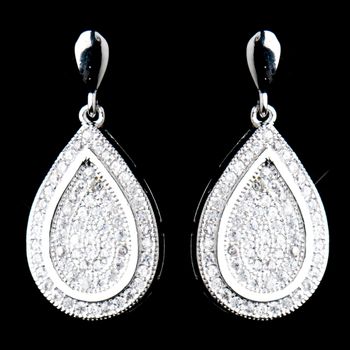 Antique Silver Clear Cz Crystal Dangle Earrings 9965 52 1