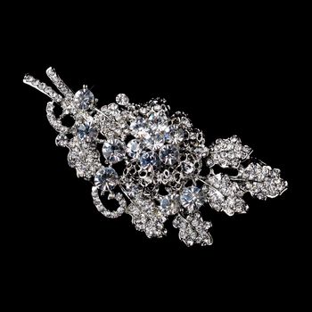 Antique Silver Clear Rhinestone Bouquet Brooch 226 39