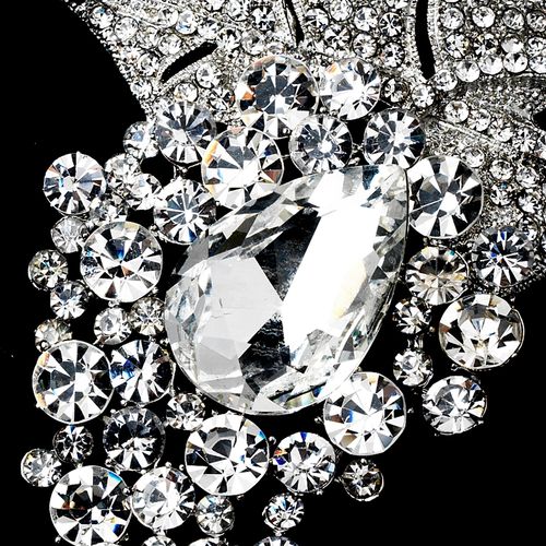 Antique Silver Clear Rhinestone Brooch 128 27