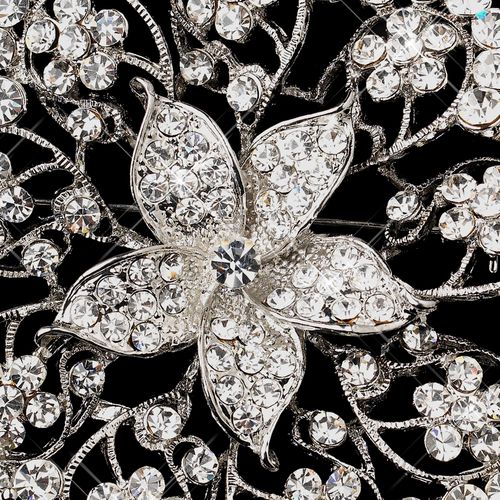 Regal Rhinestone Brooch – Silver Edition #1089