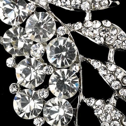 Antique Silver Clear Rhinestone Brooch 30495 39