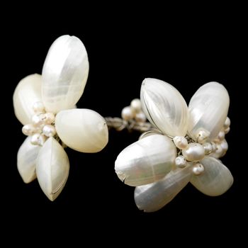 Antique Silver freshwater Pearl Shell Flower Bracelet 3011