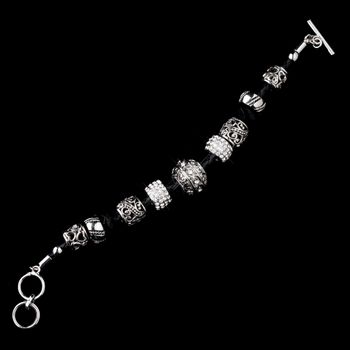 Black Rope Silver Charm Bracelet 9975 25