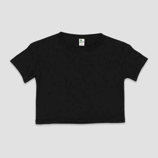 Luxe Girls Mid-Crop Short Sleeve T-Shirts - Polyester-Cotton Blend Black Black XL