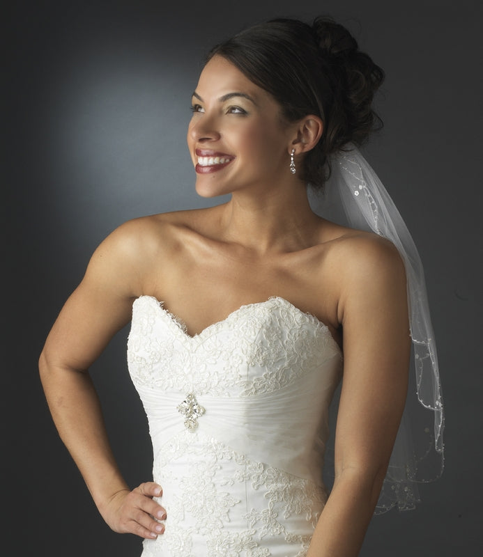 Couture Pearl Lace Veil – Silver Edition #0209