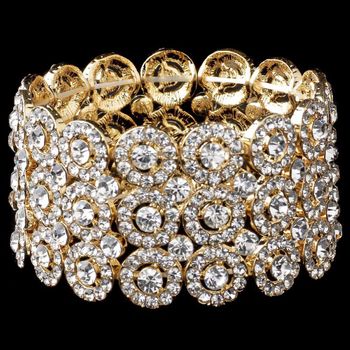 Elegant Clear Circle Gold 3 Row Stretch Bracelet- Gold Edition 9887