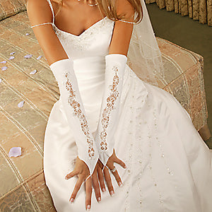 Couture Ivory Fingerless Gloves – Silver Edition #0316