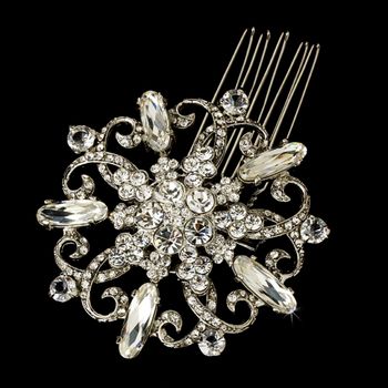 Elegant Rhinestone Glamour Bridal Brooch Brooch 48 Antique Silver 39