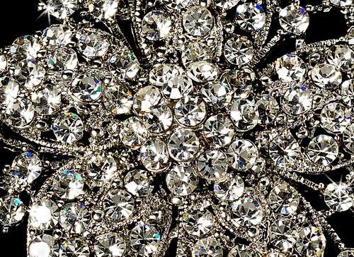 Elegant Vintage Crystal Bridal Pin For Hair Or Gown Brooch 15 Silver Clear 38