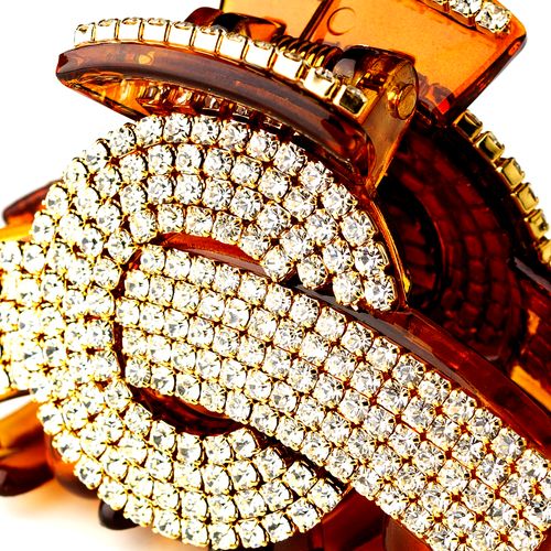 Exquisite Amber Hair Clip W Clear Rhinestones 468 27