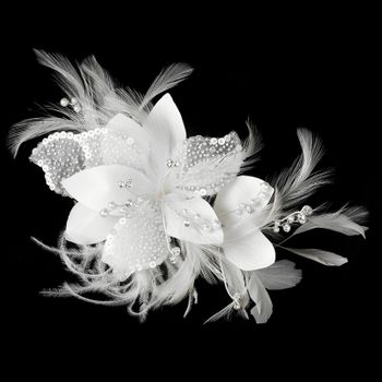 Feather Fascinator With Sequins Bugle Beads Comb Clip 7794 95