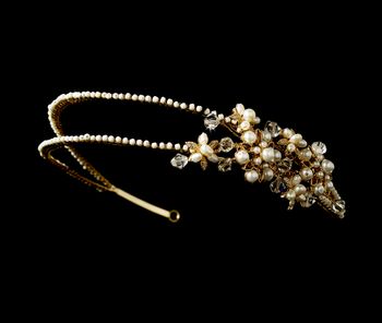 Gold And Pearl Side Accented Floral Headband Hp 3040 71