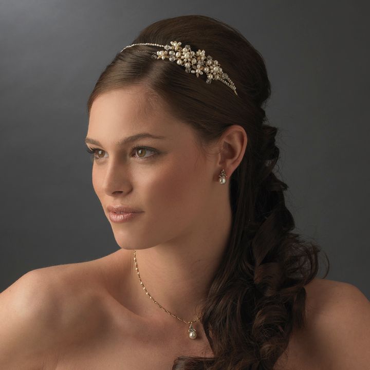 Gold And Pearl Side Accented Floral Headband Hp 3040 72