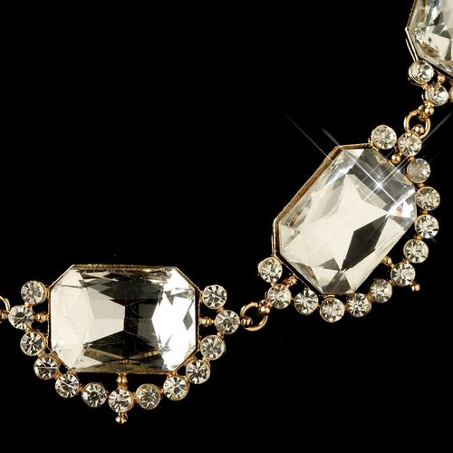 Gold Clear Radiant Rhinestone Jewelry Set 4210 35