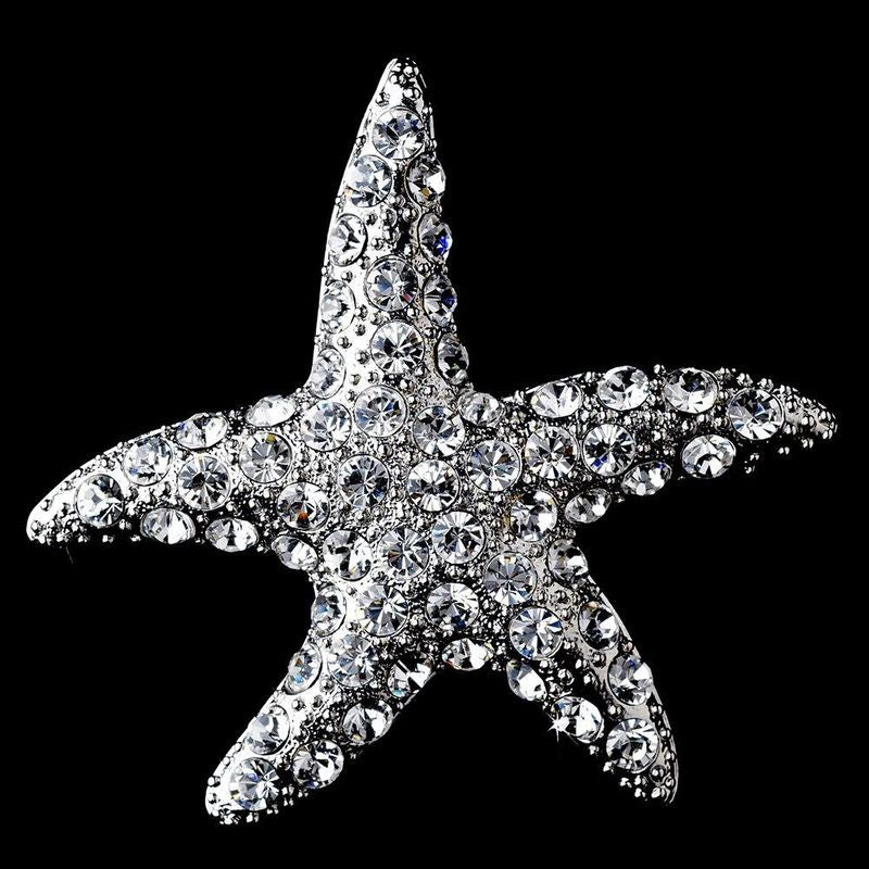 Gold Clear Rhinestone Starfish Brooch 93 66