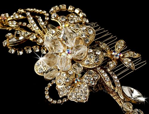 Ethereal Gold Swarovski Comb – Silver Edition #0397