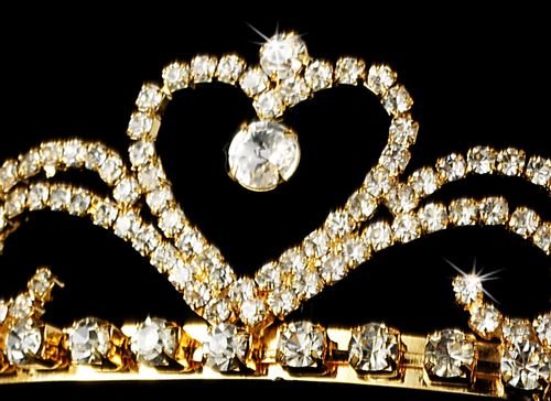 Gold With Clear Stones Heart Tiara Hp 1010 36