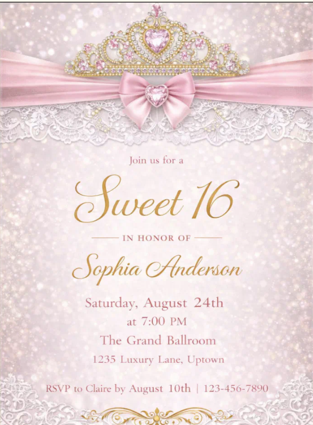 Elegant Sweet 16 Birthday Invitation