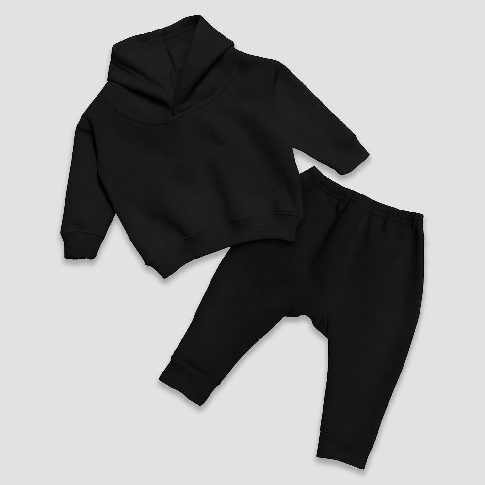 Baby Jogger Pants and Hoodie Pullover – Polyester-Cotton Blend Black 6-12M