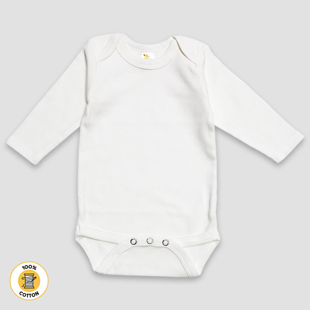 Baby Long Sleeve One-Piece Onesies – Premium 100% Cotton White White Newborn