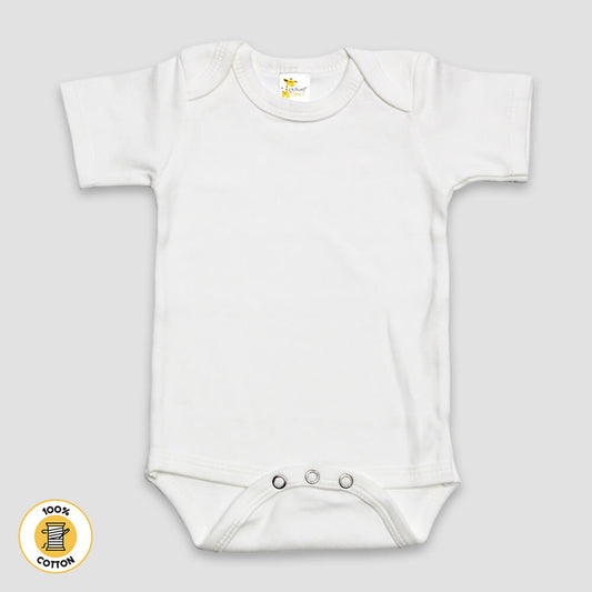 Baby Short Sleeve One-Piece Onesies – Premium 100% Cotton White White Preemie
