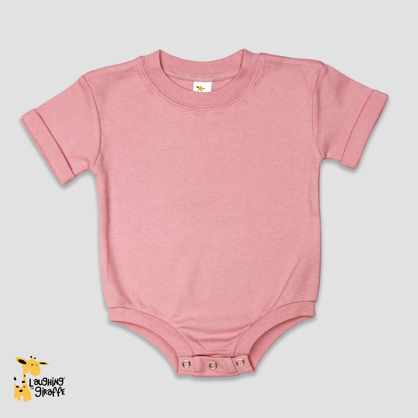 Pink Rolled Short Sleeve Baby Bubble Rompers - Premium 100% Cotton Pink 6-12M