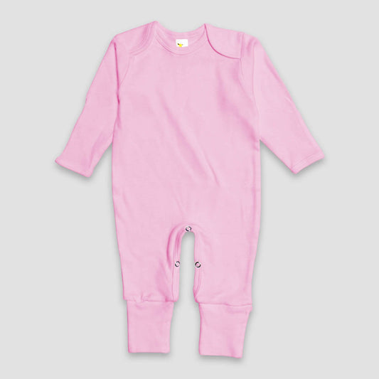 Baby One-Piece Footed Pajamas With Fold Over Mittens & Fold Over Footies – Premium 100% Cotton Pink Pink Newborn