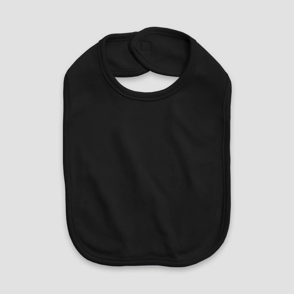 Baby Bibs with Velcro Closure – 2 Ply – Premium 100% Cotton Black Black One Size