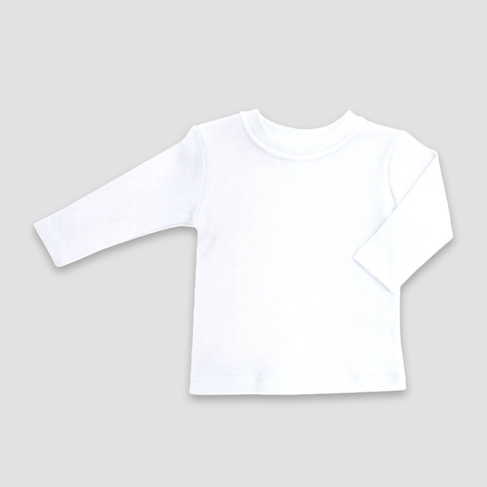 Baby Long Sleeve Crew Neck T-Shirts – Premium 100% Cotton White additional image 2