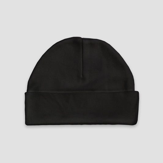 Baby Beanie Hats – Polyester Cotton Blend Black Black Newborn