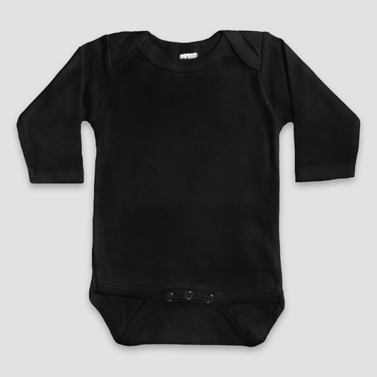 Baby Long Sleeve One-Piece Onesies – Polyester Cotton Blend Black Black 6-12M