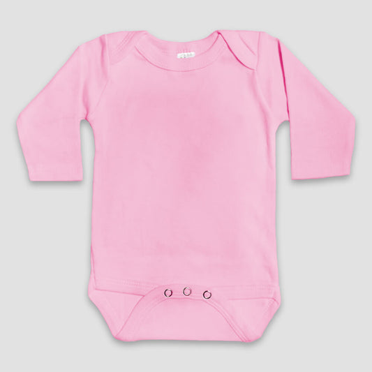 Baby Long Sleeve One-Piece Onesies – Polyester Cotton Blend Pink Pink 6-12M