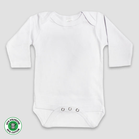 Baby Long Sleeve One-Piece Onesies – Polyester Cotton Blend White White Newborn