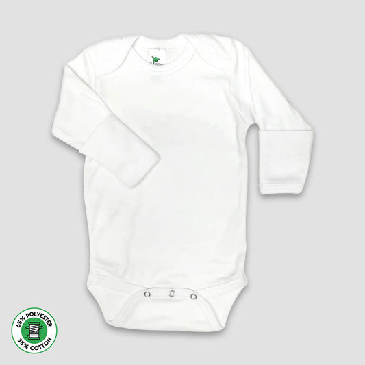 Baby One-Piece Onesies Long Sleeve With Mittens - White - Polyester Cotton Blend White Preemie