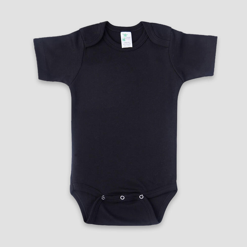 Baby One-Piece Onesies Short Sleeve – Polyester Cotton Blend Black Black Newborn