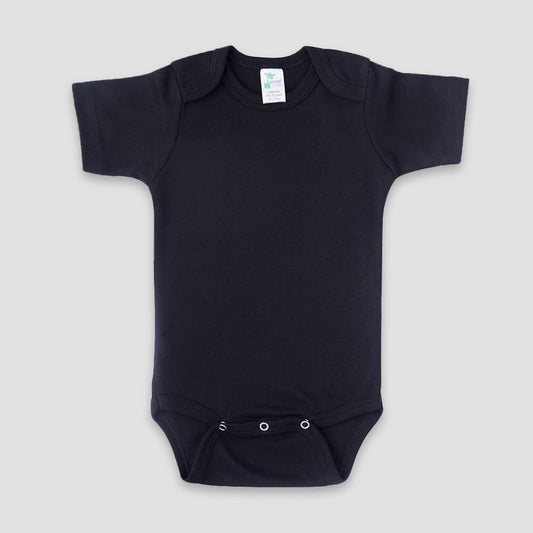 Baby One-Piece Onesies Short Sleeve – Polyester Cotton Blend Black Black Newborn