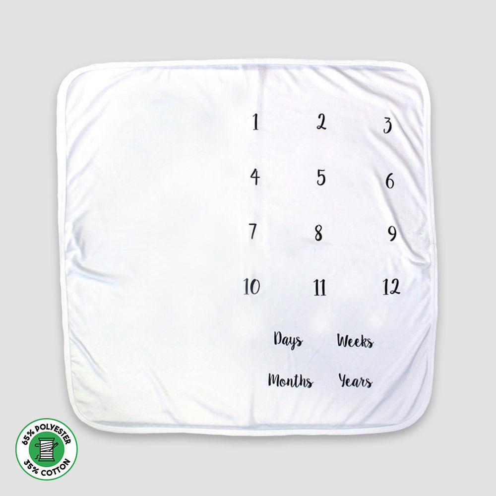 Baby Milestone Blankets - Poly-Cotton Blend White White One Size