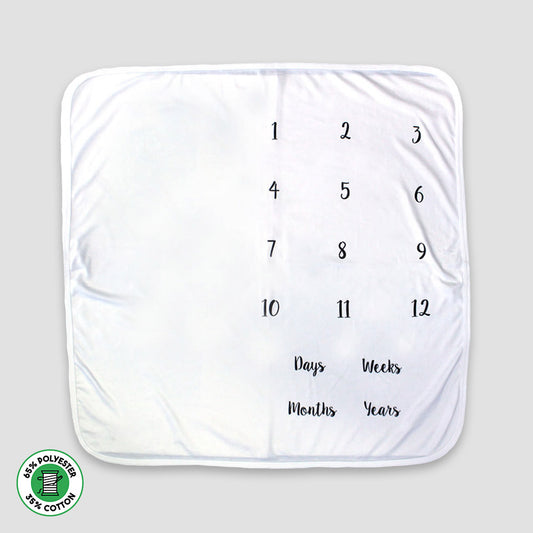 Baby Milestone Blankets - Poly-Cotton Blend White White One Size