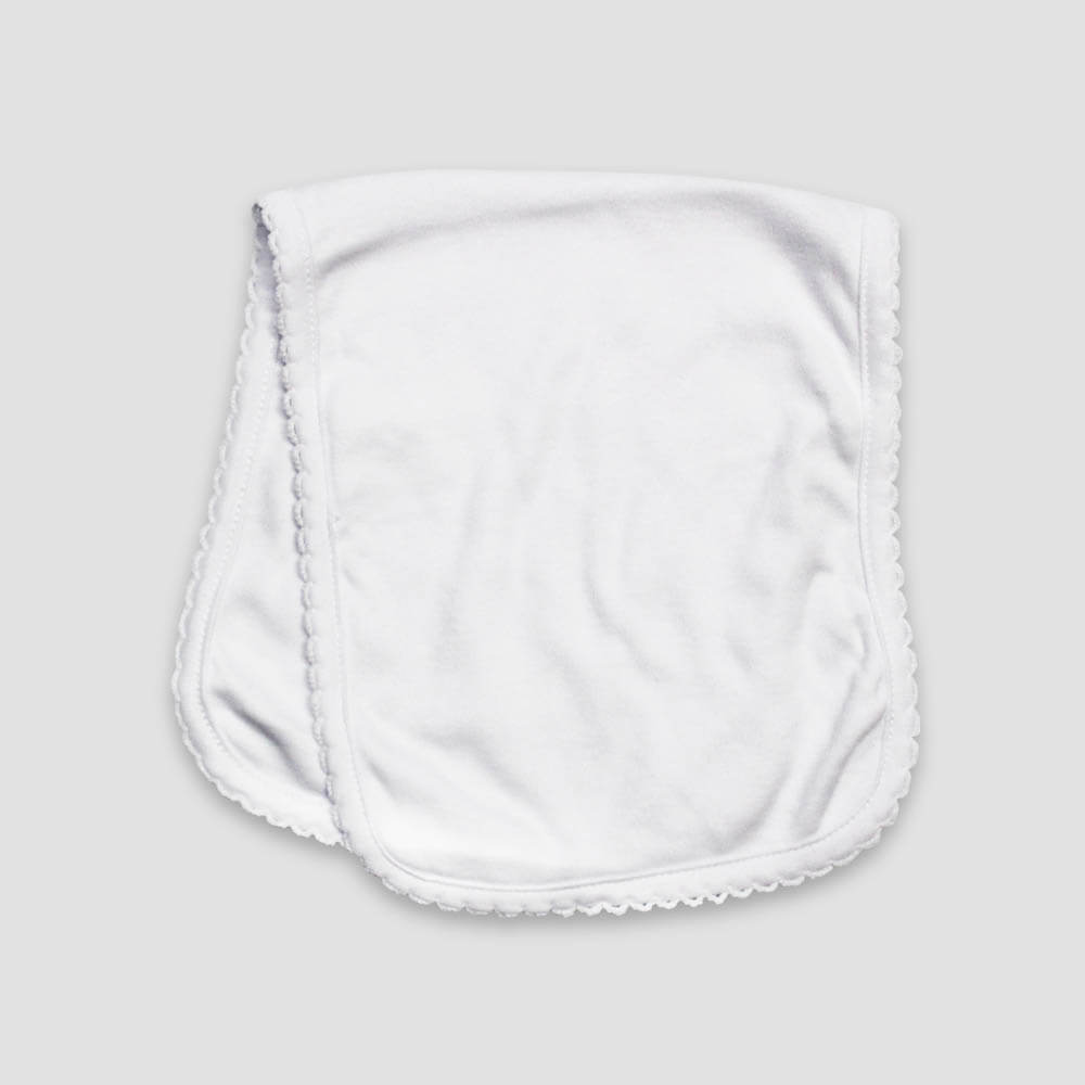 Baby Scallop Burp Cloth – 2-Ply – Polyester Cotton Blend White White One Size