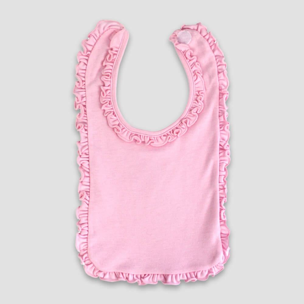 Baby Ruffle Bibs – 2 Ply – Polyester Cotton Blend Pink additional image 1
