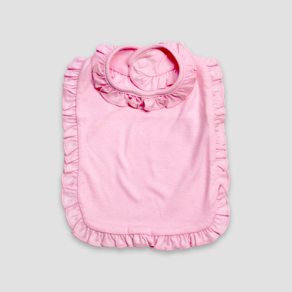 Baby Ruffle Bibs – 2 Ply – Polyester Cotton Blend White additional image 1