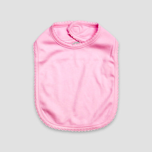 Baby Bibs With Scallop Trim – 2 Ply – Polyester Cotton Blend Pink Pink One Size